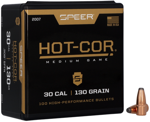 Speer 2007 Hot-Cor  30Cal 130gr Soft Point Flat Nose 100 Per Box/5 Case