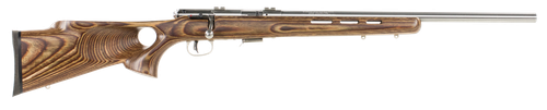 Savage Arms 96200 93R17 BTVSS Full Size 17 HMR 5+1 21" Satin Heavy Button Rifled Barrel, Satin Drilled & Tapped Stainless Steel Receiver, Natural Brown Thumbhole Laminate Stock, Right Hand