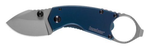 Kershaw 8710 Antic  1.70" Folding Drop Point Plain Bead Blasted 8Cr13MoV SS Blade Blue PVD Stainless Steel Handle Includes Pocket Clip