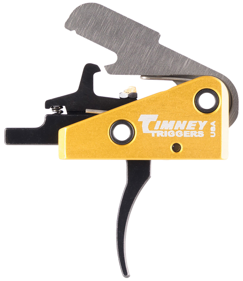 Timney Triggers 667S Competition Trigger  Single-Stage Curved Trigger with 3 lbs Draw Weight & Black/Gold Finish for AR-15