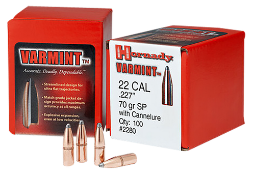 Hornady 2245 Traditional Varmint 22 Cal .224 50 gr Spire Point 100 Per Box/ 40 Case