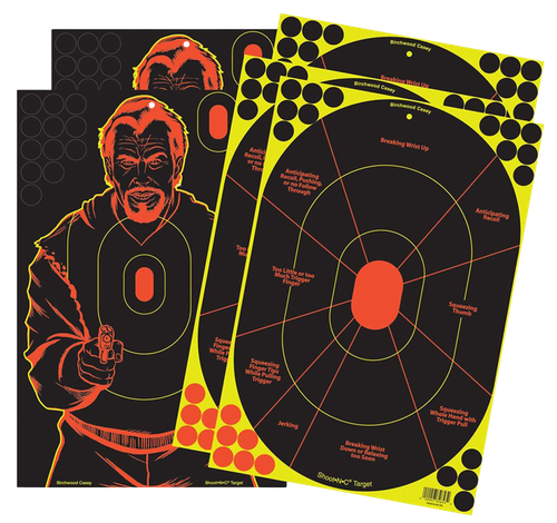 Birchwood Casey 34630 Shoot-N-C Reactive Target Combo Pack Self-Adhesive Paper Multi Color 12"x18" Oval Silhouette/Bad Guy 5 Pack