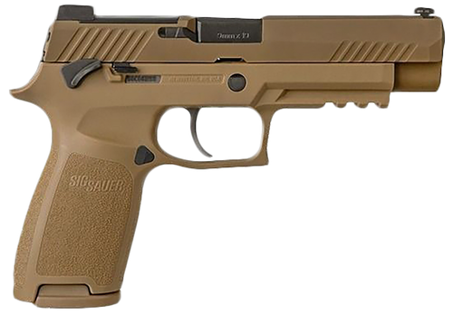 Sig Sauer 320F9M17MSMA P320 M17 *MA Compliant 9mm Luger Caliber with 4.70" Barrel, 10+1 Capacity, Overall Coyote PVD Finish Stainless Steel, Picatinny Rail Frame, Serrated Slide & Polymer Grip
