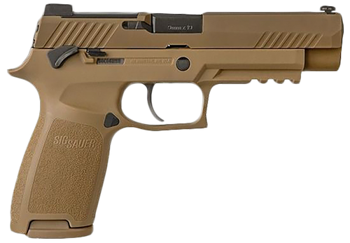 Sig Sauer 320F9M17MSMA P320 M17 *MA Compliant 9mm Luger Caliber with 4.70" Barrel, 10+1 Capacity, Overall Coyote PVD Finish Stainless Steel, Picatinny Rail Frame, Serrated Slide & Polymer Grip