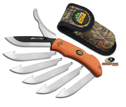 Outdoor Edge RO20C RazorPro  3.50" Folding Razor/Gut Plain/Saw 420J2 Stainless Steel Blade FRN Orange Handle