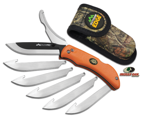 Outdoor Edge RO20C RazorPro  3.50" Folding Razor/Gut Plain/Saw 420J2 Stainless Steel Blade FRN Orange Handle