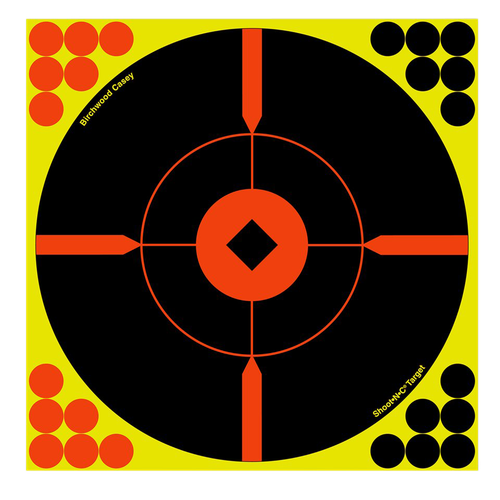 Birchwood Casey 34806 Shoot-N-C Reactive Target Self-Adhesive Paper Black/Yellow/Red 8" Bullseye BMW 6 Pack