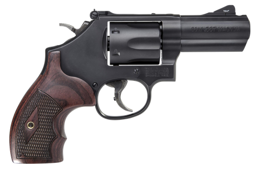 Smith & Wesson 12039 PC Model 19 Carry Comp K-Frame 357 Mag 38 S&W Spl +P 6 Shot 3" Black PowerPort Vented Barrel Black Cylinder Black Carbon Steel Frame Finger Grooved Wood Grip Exposed Hammer