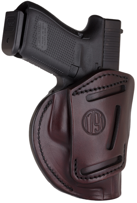 1791 Gunleather 4WH5SBRR 4-Way  IWB/OWB 05 Signature Brown Leather Belt Clip Fits S&W M&P/Springfield XD/Glock 17/HK VP9
