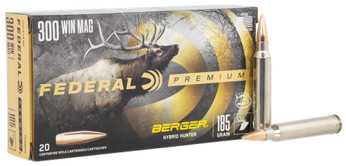 Federal P300WBCH1 Premium  300WinMag 185gr Berger Hybrid Hunter 20 Per Box/10 Case