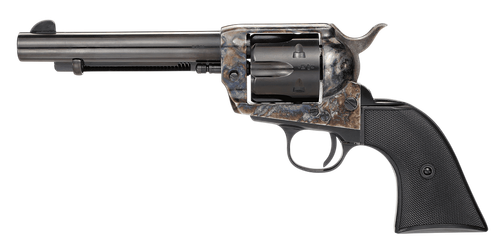 Taylors & Company 200110 1873 Pietta 9mm Luger 6 Shot 5.50" Blued Round Barrel, Blued Cylinder, Color Case Hardened Steel Frame, Black Checkered Plastic Navy Grip, Manual Safety, Exposed Hammer