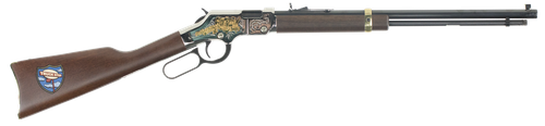 Henry H004TT Golden Boy Trucker's Tribute 22 Short, 22 Long or 22 LR Caliber with 16 LR/21 Short Capacity, 20" Blued Barrel, Nickel-Plated Metal Finish & American Walnut Stock Right Hand (Full Size)