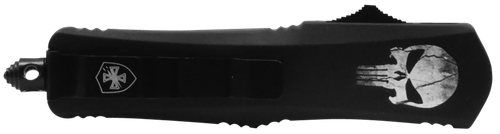 Templar Knife MFL231 Gen II Fallen Slim 3.43" OTF Tanto Plain Black Oxide Stonewashed 440C SS Blade, 5.05" Black w/Skull Aluminum Handle, Glass Breaker
