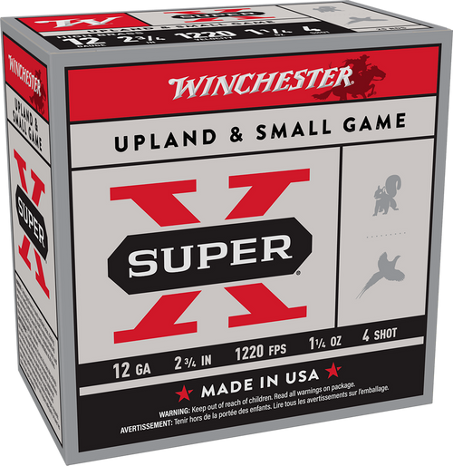 Winchester Ammo X12P4 Super X Game Load High Brass 12Gauge 2.75" 1 1/4oz 4Shot 25 Per Box/10 Case *Pheasant