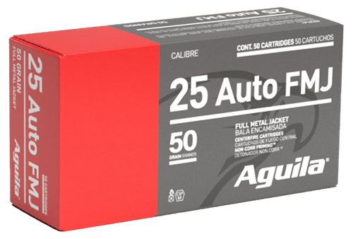 Aguila 1E252110   25ACP 50gr Full Metal Jacket 50 Per Box/20 Case