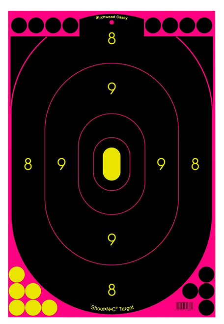 Birchwood Casey 34635 Shoot-N-C Reactive Target Self-Adhesive Paper Black/Pink 12"x18" Oval Silhouette 5 Pack