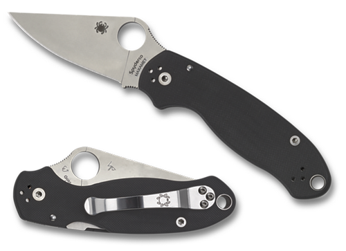 Spyderco C223GP Para 3  2.95" Folding Clip Point Plain Satin CPM S45VN SS Blade/ Black G10 Handle Includes Pocket Clip