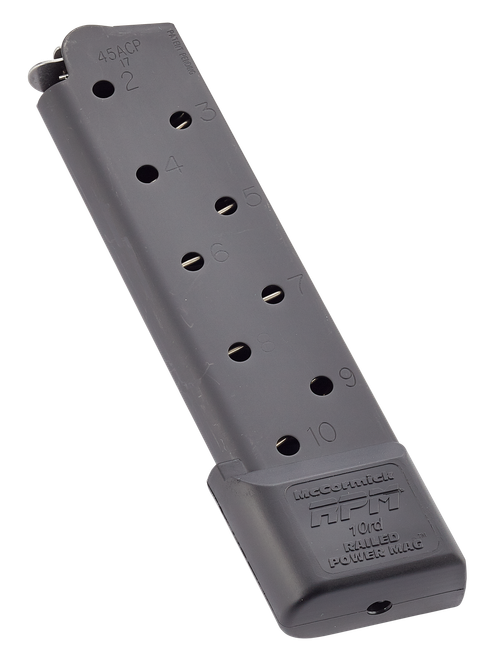 CMC Products MRPM45FS10B Power Mag Railed 10rd 45 ACP Fits 1911 Government Black Stainless Steel