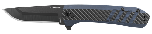 Outdoor Edge VX430CC Razor VX4  3" Folding Plain Carbon Fiber/Blue