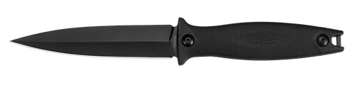 Kershaw 4007 Secret Agent  4.40" Fixed Spear Point Plain Black Oxide 8Cr13MoV SS Blade Black Glass-Filled Nylon Handle Includes Sheath