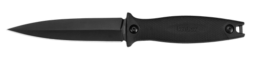 Kershaw 4007 Secret Agent  4.40" Fixed Spear Point Plain Black Oxide 8Cr13MoV SS Blade Black Glass-Filled Nylon Handle Includes Sheath