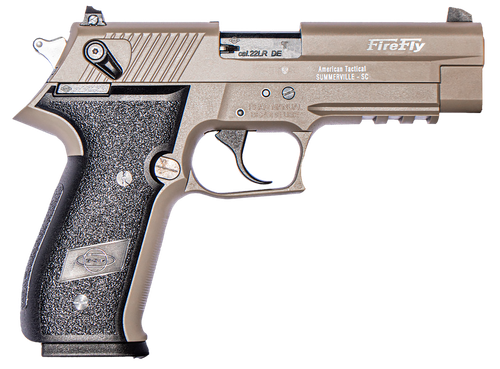 GSG GERG2210FFT FireFly  22 LR 10+1 4" Tan Steel Barrel, Serrated Slide, Zinc Alloy w/Accessory Rail Frame, Black Polymer Grip