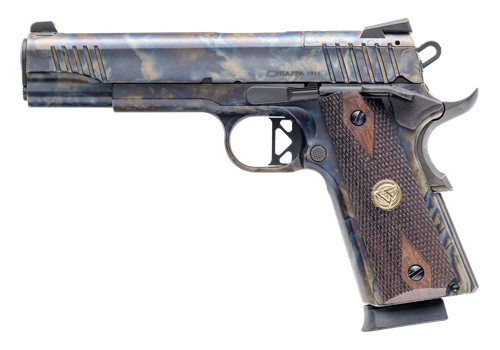 Chiappa Firearms 440235 1911 Superior Full Size Frame 45 ACP 8+1 5" Color Case Hardened Optic Ready/Serrated Slide & Frame,  Walnut Grip, RMR/RMSc Footprint