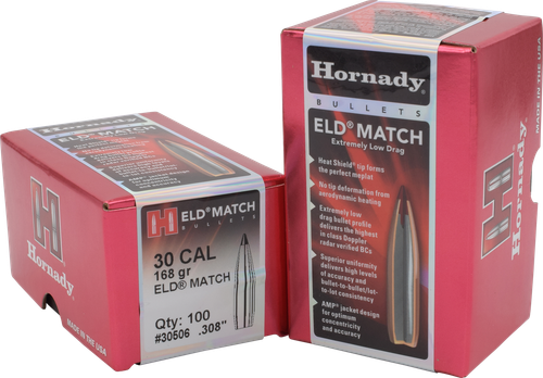 Hornady 30506 ELD Match  30 Cal .308 168 gr Extremely Low Drag Match 100 Per Box/ 15 Case
