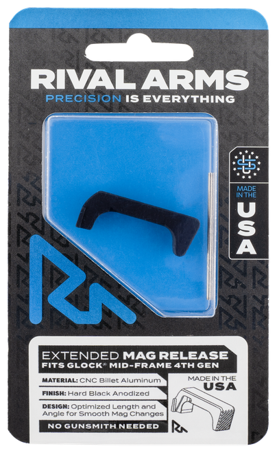 Rival Arms RA72G002A Magazine Release  Glock Gen4 Extended Hard Black Anodized Aluminum