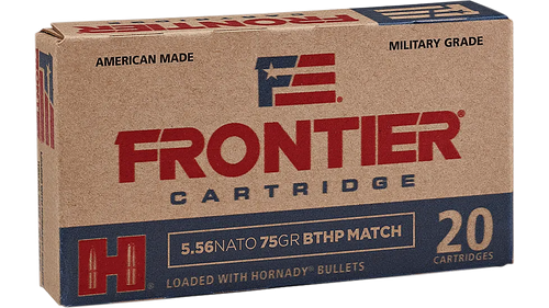 Frontier Cartridge FR320 Military Grade Centerfire Rifle 5.56x45mmNATO 75gr Hollow Point Boat Tail Match 20 Per Box/25 Case