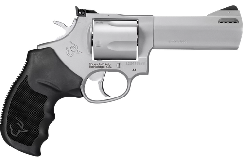 Taurus 2-440049TKR Tracker 44 Medium 44 Rem Mag 5 Shot 4" Matte Stainless Steel Ported Barrel, Cylinder & Frame, Black Ribber Grip, Transfer Bar Safety, Exposed Hammer