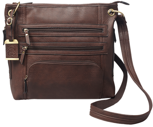 Bulldog BDP039 Cross Body Purse w/Holster Brown Leather Most Sm Pistols & Revolvers Ambidextrous Hand