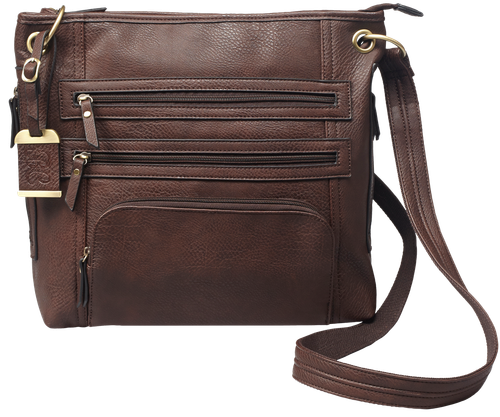 Bulldog BDP039 Cross Body Purse w/Holster Brown Leather Most Sm Pistols & Revolvers Ambidextrous Hand