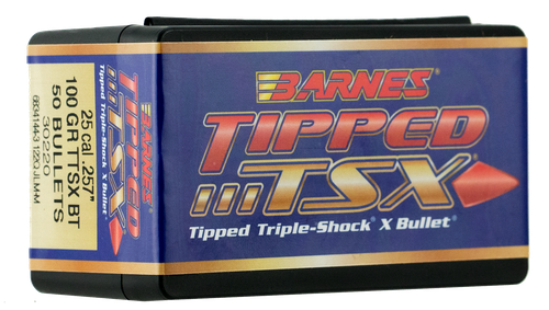 Barnes Bullets 30220 Tipped TSX  25Cal 100gr TTSX Boat Tail 50/Box