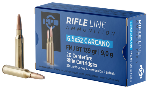 PPU PP6CF Metric Rifle  6.5x52mmCarcano 139gr Full Metal Jacket Boat Tail 20 Per Box/10 Case