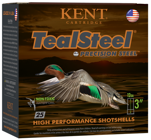 Kent Cartridge KTS123366 TealSteel Precision Steel 12Gauge 3" 1 1/4oz 6Shot 25 Per Box/10 Case