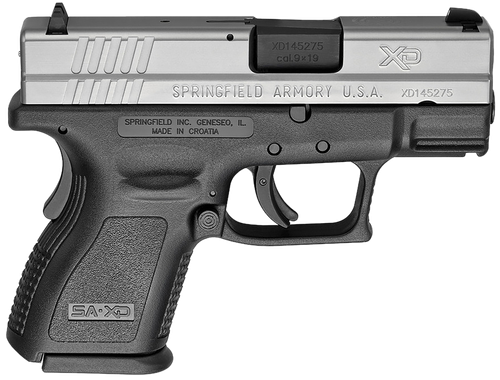 Springfield Armory XD9821 XD *CA Compliant Sub-Compact Frame 9mm Luger 10+1, 3" Black Melonite Steel Barrel, Serrated Stainless Steel Slide, Black Polymer Frame w/Picatinny Rail
