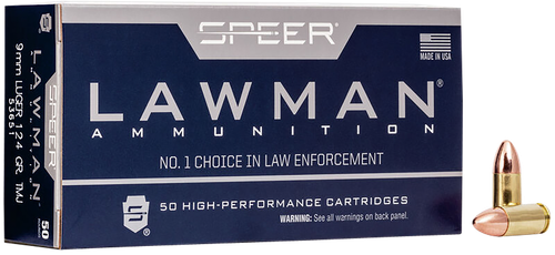Speer 53651 Lawman  9mmLuger 124gr Total Metal Jacket 50 Per Box/20 Case