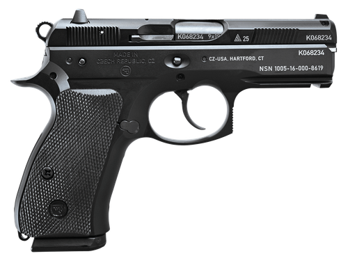 CZ-USA 91297 75 P01 50th Anniversary Elite 9mm Luger 15+1 3.75" Black Steel Barrel & 50th Anniversary Engraved/Serrated Slide, Black Polycoat Aluminum Frame w/Beavertail, Black Rubber Grip