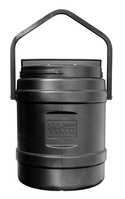 On Time 73000 Rice Bran Feeder 10 Gallon Capacity, Hanging Bracket, 1-6 Feeding Times with 1-30 Duration