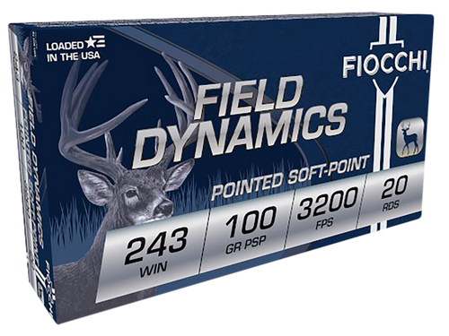 Fiocchi 243SPD Field Dynamics  243Win 100gr Pointed Soft Point 20 Per Box/10 Case