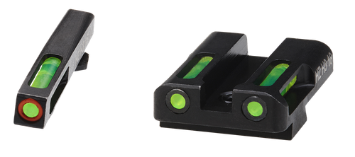 HiViz GLN525 LiteWave H3 Sight Set for Glock Green Tritium Orange Outline Front Sight-Green Fiber Optic Rear Sight