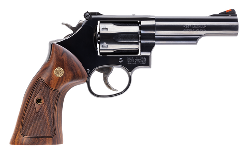 Smith & Wesson 14046 Model 19  K-Frame 357 Mag 6 Shot 4.25" Blued Carbon Steel Barrel, Cylinder & Frame, Checkered Wood Grip, No Safety