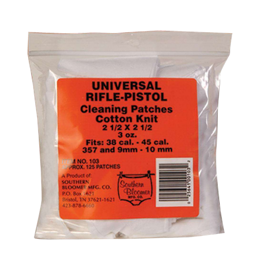Southern Bloomer 103 Cleaning Patches  Cotton 2.50" x 2.50" 130 Per Bag Rifle/Handgun