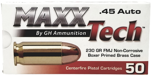 MaxxTech PTGB45B Brass Pistol  45ACP 230gr Full Metal Jacket 50 Per Box/10 Case