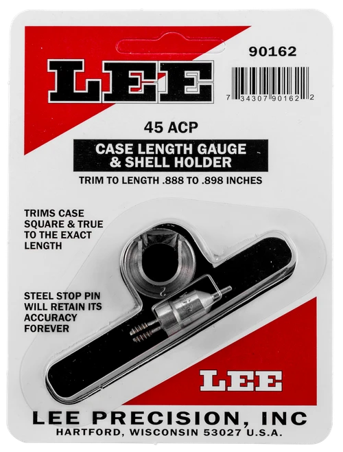 Lee Precision 90162 Case Length Gauge  Silver 45 ACP Steel, Works With Cutter/Lock Stud Includes Shell Holder
