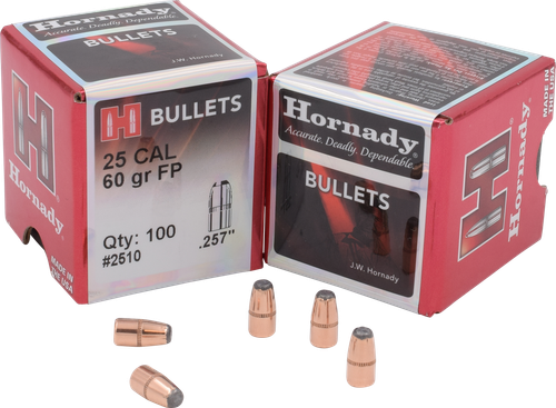 Hornady 2510 Traditional Varmint 25 Cal .257 60 gr Flat Point 100 Per Box/ 40 Case