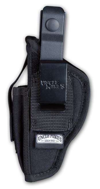 Uncle Mike's 70020 Sidekick Hip Holster IWB/OWB Size 02 Black Kodra Nylon Belt Clip Fits Med/Large DA Revolver Fits 3-4" Barrel Ambidextrous