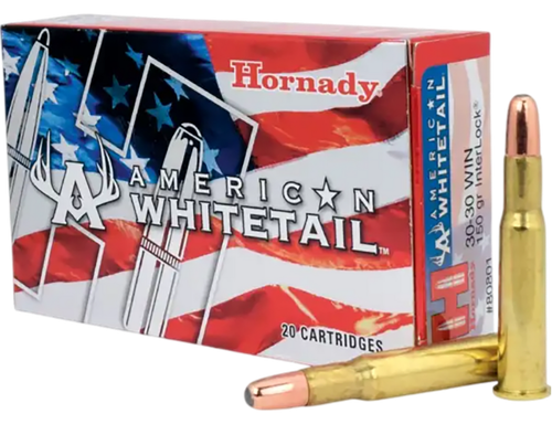 Hornady 80801 American Whitetail  30-30Win 150gr InterLock Round Nose 20 Per Box/10 Case