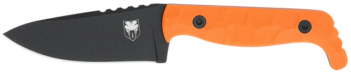 CobraTec Knives CTKPORG KingPin  EDC 4" Fixed Drop Point Plain Black Powder Coated D2 Steel Blade, 4" Blaze Orange Textured G10 Scales Handle